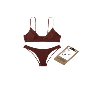 2024amazon AliExpress cross-border European and American bikini new split solid color sexy briefs swimsuit for women