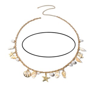 European and American Bohemian Summer Beach Shell Waist Chain Natural Gravel Pearl Starfish Conch Pendant Body Chain Female