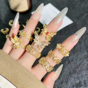 Elegant Hollow Lace Butterfly Vintage Luxury High-end Open Ring Women's Niche Design Sweet Cool All-match Ring
