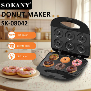 Трансграничная машина SOKANY08042 DONUT, бытовая Хлебопекарная машина, машина для выпечки с 6 отверстиями, машина для выпечки тортов DONUT MAKER