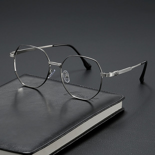 Japanese New Style Retro Polygonal Gold Anti-Blu-ray Glasses for Men and Women Large Frame Ultra-light Slimming Frame