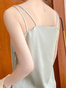 Remove the cabinet, shopping mall, cut off the label, single tail single camisole, women's inner base satin mulberry silk top, summer V-neck