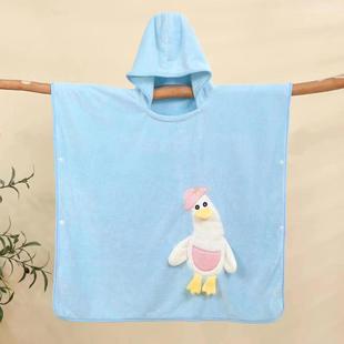 Factory wholesale coral fleece children's cloak cartoon absorbent hooded bathrobe cute soft baby wearable bath towel