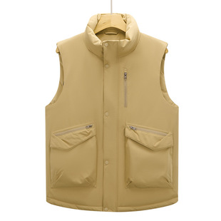 Down Vest Men's 2024 New Autumn and Winter Windproof Waterproof Outer Wearing Warm Thickened Wareback Collar Work Jacket Women