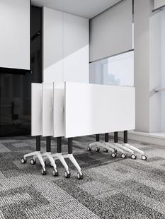M & Folding Conference Table and Chair Combination Splicing Training Table Long Table with Wheels Tutoring Table Desk Class Movable
