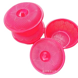 Red plastic cover basket with cover basket anti-mosquito and fly storage basket 5 yuan cover basket