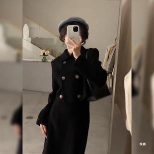Hepburn style black fishtail dress spring and autumn 2024 new temperament women's two-piece suit direct wholesale