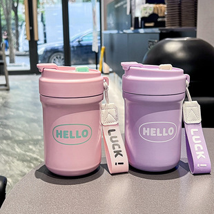 New Thickened Coffee Thermos Cup 316 with Straw Tea Warehouse Household Water Cup High-value Portable Student Cup
