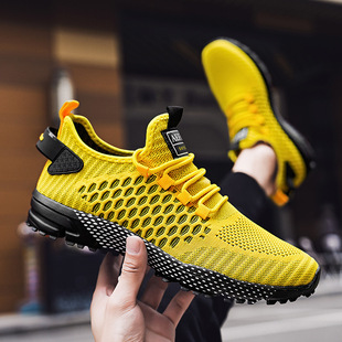 sneakers cross-border plus size MD outsole fashion lightweight running shoes men's fly woven hollow sneaker trendy men's shoes
