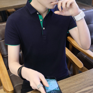 Men's summer thin loose casual breathable short sleeve fashion Youth Sports men's lapel T-shirt