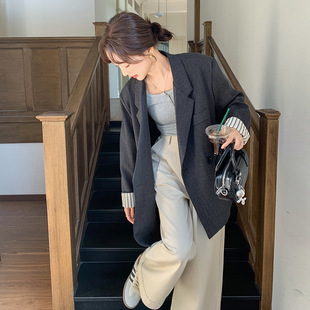 Real Shot Grey Suit Jacket Women's Spring 2025 New Casual All-match High-end Feeling Elegant Small Men's Small Suit