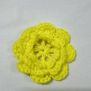 Crochet Yarn Flowers Handmade Knitting Cotton Thread 6cm Three-Dimensional Three-Layer Flower Clothing Accessories Decoration Wholesale