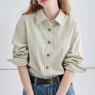 Striped Shirt Women's Design Sense Niche Loose Slim Long Sleeve Top 2025 Spring and Autumn New