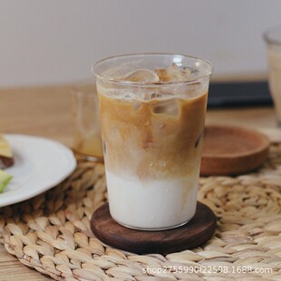 Homemade Korean ins Coffee Shop Same Style Transparent High Borosilicate Heat Resistant Glass Cup Coffee Cold Drink Cup Simple Water Cup