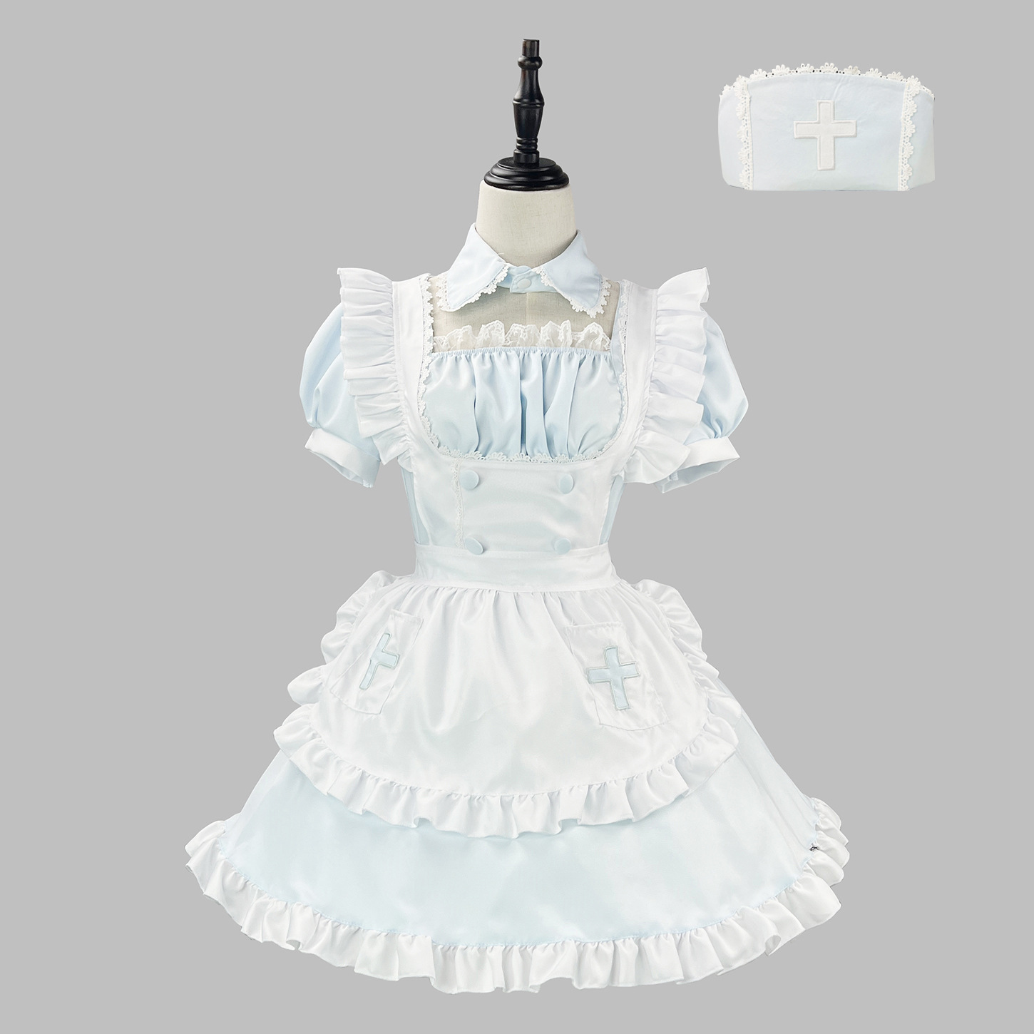 Cross-Border Amazon Angel Aqua Medical Maid Costume Maid Costume Cosplay Women's Costume Performance Costume