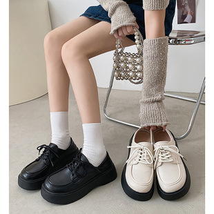 Queen fan leather shoes Women's British Style 2024 new spring and summer student big head retro black lace-up jk single-layer shoes