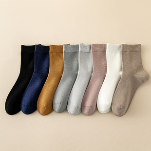 PIERPOLO Modal Women's Socks Solid Color Breathable Moisture Absorbing Sweat Deodorant Spring and Summer Mid-tube Handmade Women's Socks