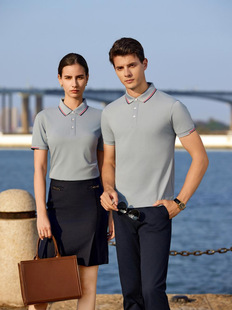 Summer high-end POLO shirt printed logo embroidery company group construction overalls short sleeve T-shirt men