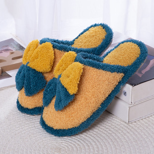 Cute bowknot slippers for Women summer sweat-absorbent couple indoor home cheap cotton and linen fabric spring and autumn floor slippers