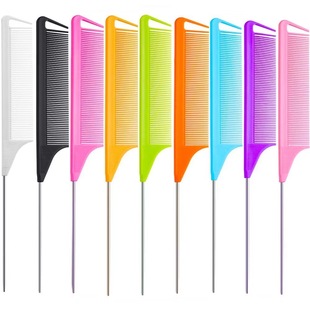 Cross-border Spot Perm and Dye Partition Comb Stainless Steel Pointed Tail Comb Non-slip High Temperature Resistant Hairdressing Comb Pointed Tail Comb