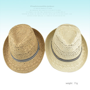 Trendy Fashion Summer Sunscreen Hat Top Hat Men's and Women's Sunshade Hat Outdoor Straw Hat Jazz Hat Curled British Hat