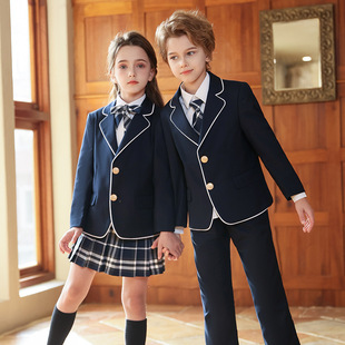 Spring and Autumn Style Boys and Girls Kindergarten Garden Clothing College School Uniform suit Children's Class Clothing Primary School Students' English Style Four-piece Set