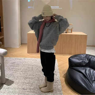High-grade soft waxy variegated yarn round neck sweater women's outer wear autumn and winter new loose lazy style sweater top