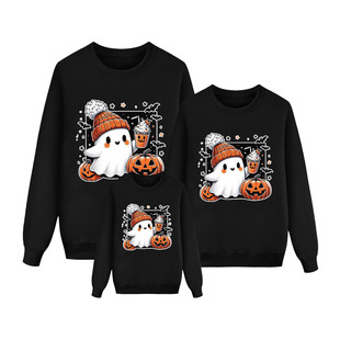 Trick or treat little devil pumpkin Halloween halloween fleece-lined sweater parent-child European and American style