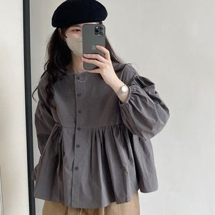 2024 Spring and Autumn New Japanese Long Sleeve Doll Shirt Women's Loose Casual Top Early Autumn Design Sense Niche Slim