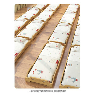 Children's Single Solid Wood Bed Lunch Break Bed Factory Direct Sales Care Class Multi-layer Stacking Bed Lower Bunk Sliding Bed Wholesale
