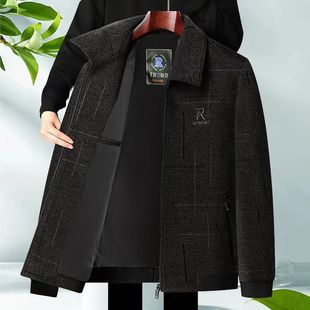 Western style middle-aged and elderly jacket 50-60 years old dad spring and autumn middle-aged men's jacket elderly loose thickened coat