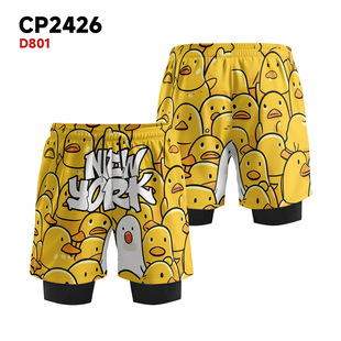 CP2426 American Sports Shorts Men's Fitness Quick-drying Running Double-layer Fake Two-piece Basketball Training with Lining