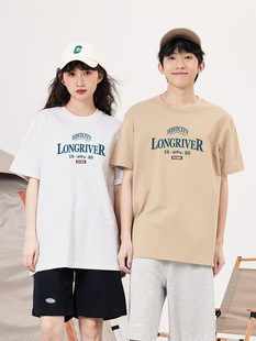 Short-sleeved T-shirt Women's Simple Casual Ins Trendy Women's American Style Retro Loose Cotton Half-sleeved Top Men's Printed Summer