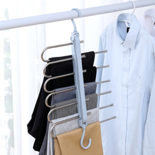 Multi-Functional Aluminum Alloy Household Multi-Layer Pants Rack Pants Clip Hanger Pants Hanger Pants Wardrobe Storage Artifact