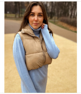 European and American 2023 Women's fashion casual style cotton vest stand collar thickened cotton sleeveless bread vest vest