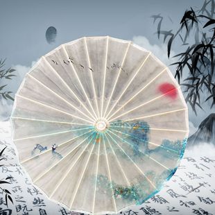 Paulownia oil paper umbrella ancient style women's rain-proof sunscreen factory straight hair classical dance decoration performance Chinese style hanfu umbrella