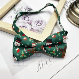 Cross-border hot Christmas bow tie printed polyester material lively Christmas bow tie day atmosphere dress product bow tie