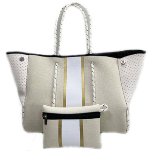 in stock Women's Portable Casual Tote Bag Punched Beach Bag Diving Material Beach Bag Punched Beach Bag