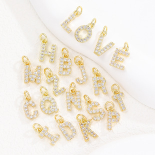 Amazon explosions micro inlaid zircon English 26 letters pendant diy accessories necklace women handmade jewelry with wholesale