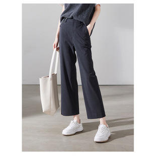 Japanese and Korean Quality 2025 Autumn Fashion Loose Slimming High Waist Commuter Suit Casual Straight Cropped Wide Leg Pants Women Black