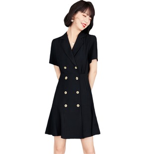 Hepburn style French suit dress spring and summer women's 2024 new fashion summer short sleeve elegant small skirt