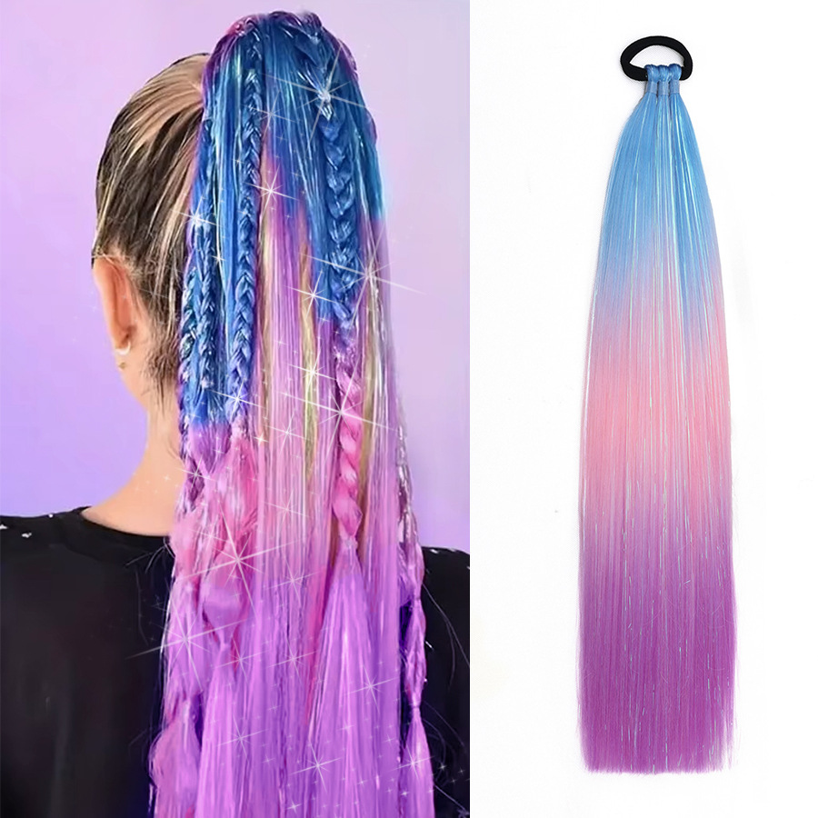 European and American Foreign Trade Colorful Wigs, Jumbo Braids, African Synthetic Fiber Three-Strand Fashion Wigs, Color-Blocked Ponytails