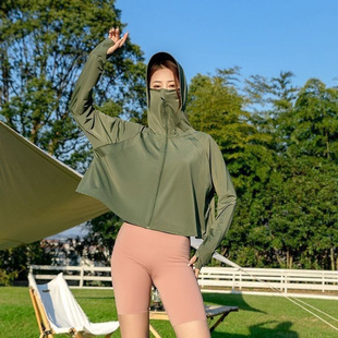 Ice Silk Sun Protection Clothing Women's Summer Thin UV Protection All-match Sun Protection Clothing Loose Sports Outdoor Hooded Coat Women