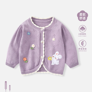 Baby suit Spring New Small Coat Baby Girl's Knitted Cardigan Spring Thin Western Style Top Girls' Clothes