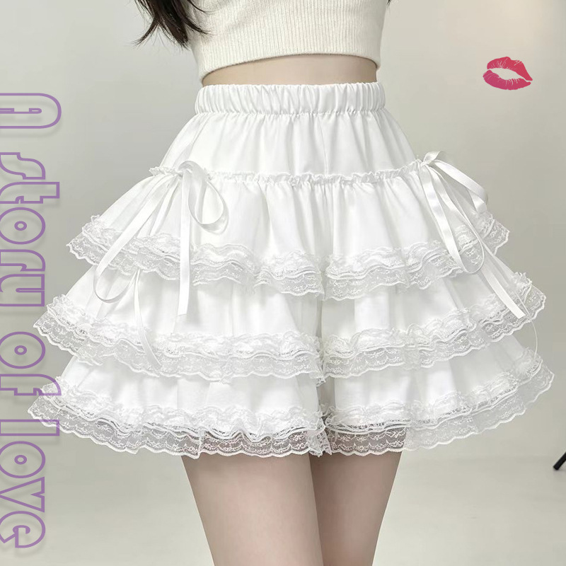 Very slimming! Lace high-waisted slimming layered ballet summer skirt, short skirt for petite women, puffy skirt