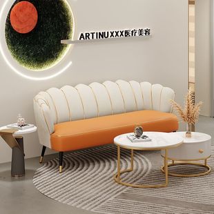 Internet Celebrity Light Luxury Cat Claw Leather Small Apartment Double Household Living Room Beauty Salon Clothing Store Barber Shop Small Sofa