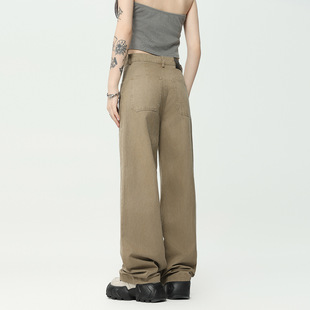1GTS Retro Maillard Straight Tooling Pants 2024 Trendy Brand cleanfit Pure Cotton Casual American Tooling Pants for Men