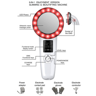 Ultrasonic six-in-one slimming instrument LED skin care instrument EMS imported slimming machine vibration massage shaping instrument