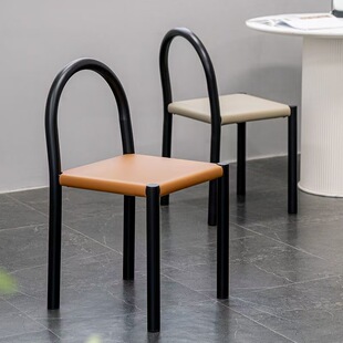 Nordic Dining Chair Iron Chair Designer Saddle Leather Chair Home Simple Creative Leisure Chair