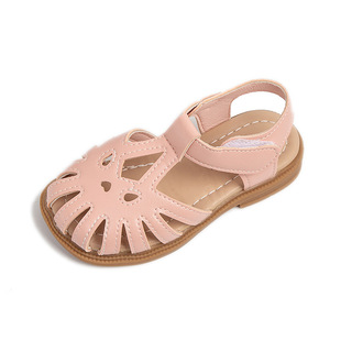Children's Sandals 2025 Summer New Little Girl's Simple Baotou Sandals Soft Sole Comfortable Beach Shoes Trendy